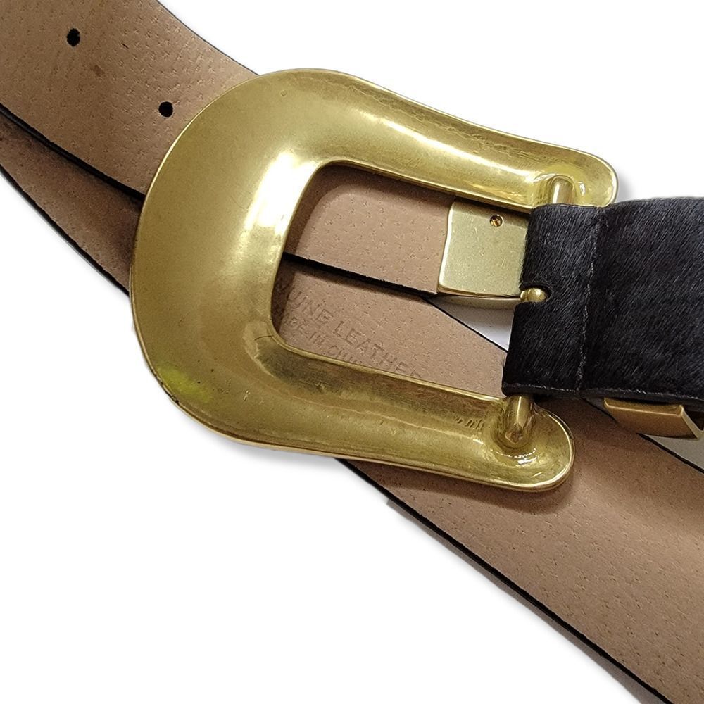 Lake Shore Drive Animal Print Belt Hair On Leather Gold Buckle Large - Picture 6 of 10